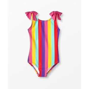 Hanna Andersson Stripe One Piece Swimsuit Bow Shoulder Details Multicolor Size 5